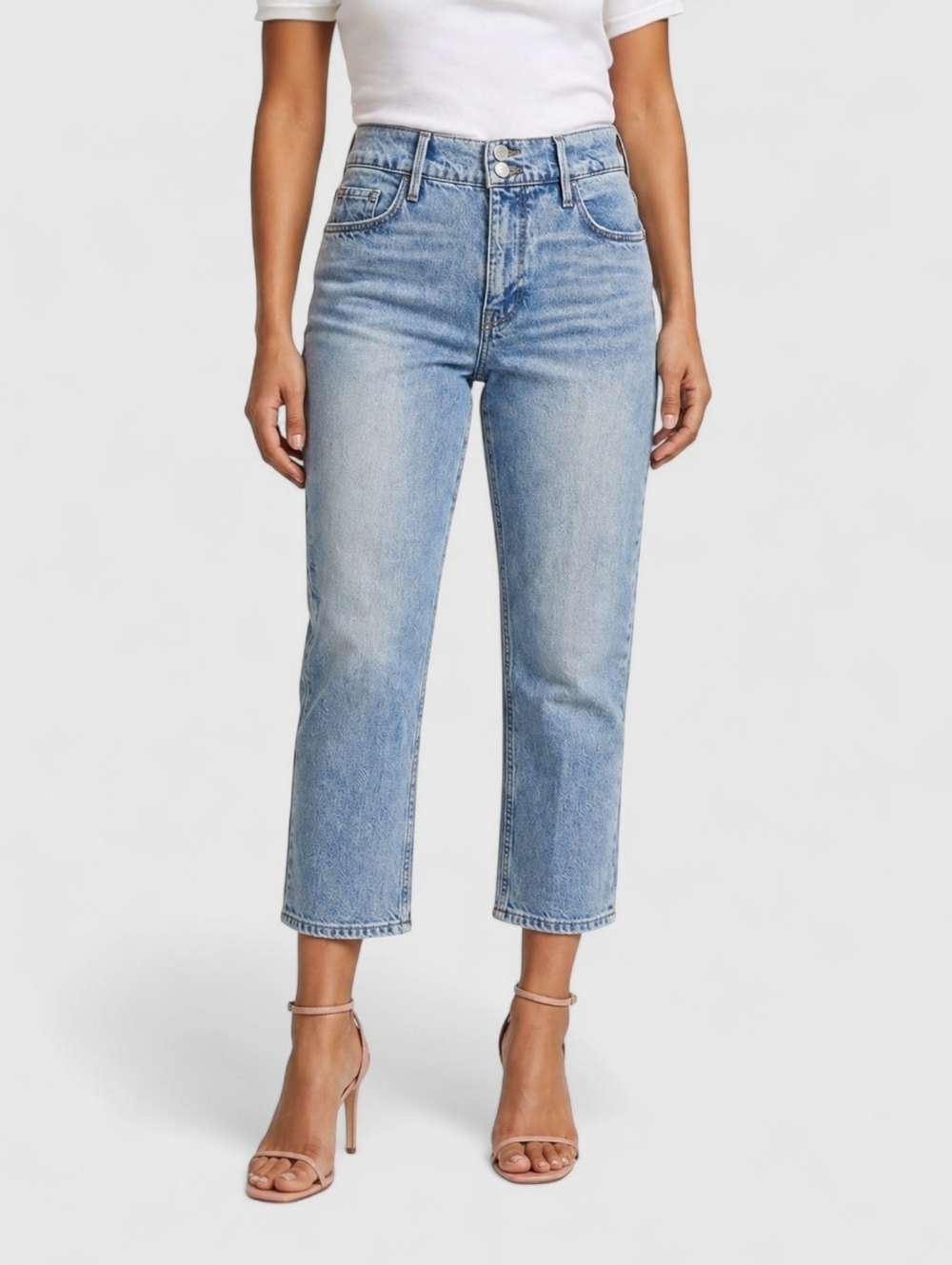 FRAME Le Sylvie Straight Cropped Jeans High Rise Light Wash Size 24
